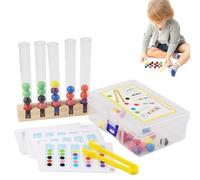 Juego De Aprendizaje Con Clip De Vidrio De Colores: Bloques De Construcción De Madera Maciza Con Tubos De Ensayo De 200 G De Peso, Juego De Actividad Sensorial De Educación Temprana Sin Tiempo Frente