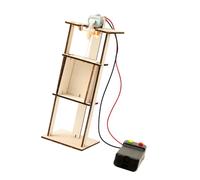Juego de aprendizaje de elevación mecánica, modelo de experimento de ascensor con estructura de madera, coche de elevación y control manual simple para actividades de ingeniería, juego de experimentos