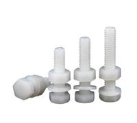 Juego de arandelas de tuerca de tornillo hexagonal de nailon blanco, perno aislado de plástico de rosca métrica M3 M4 M5 M6 M8 M10 M12(40mm,M4 (50Pcs))
