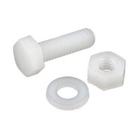 Juego de arandelas de tuerca de tornillo Hexagonal de nailon blanco tornillo de cabeza hexagonal roscado métrico perno aislado de plástico M8 20 piezas(60mm)