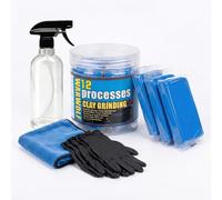 Juego de arcilla de limpieza para coche, 300 g, con botella pulverizadora de 500 ml y paño de microfibra, eliminación suave y eficaz de resina, alquitrán y restos de insectos