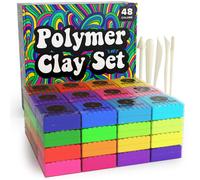 Juego de arcilla polim rica para hornear en horno, 48 colores, arcilla para modelar, esculpir y comenzar a hornear, kit de arcilla profesional pa