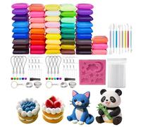 Juego de arcilla polimérica de secado al aire, 48 colores, 11 herramientas de modelado, 100 bolsas de sellado, 1 molde de silicona rosa, accesorios para llaveros y pendientes, ideal para niños