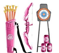Juego de Arco y Flecha para niños Juego de Tiro con Arco LED de plástico para niños Incluye Estuche para y Flecha Dianas Botellas Juguetes educativos fáciles de Usar para 4 años Rose