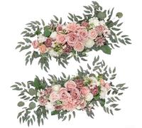 Juego de arcos de boda de rosas artificiales para uso al aire libre estilo occidental, hecho de flores de seda realistas con forma moldeada para decoración de eventos especiales (rosa)