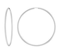 Juego De Aretes Argollas Redondas XL Grandes De Plata 925 70x2,5mm