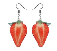 Juego de aretes brillantes con diseño de sandía extraña, divertidos aretes Kawaii, aretes divertidos para adolescentes, aretes de flores para mujeres, talla única, Acrílico, Sin piedra preciosa