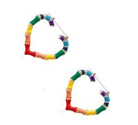Juego de aretes de amor arcoíris a juego para parejas, coloridos accesorios de joyería de aleación en forma de corazón, adorno de oreja, accesorios para parejas de arcoíris, One Size, como se describe