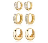 Juego de aretes de aro de oro para mujer, chapados en oro de 14 quilates, hipoalergénicos, gruesos, pequeños juegos de aretes de oro para múltiples piercings