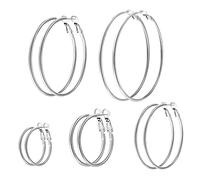 Juego de aretes de aro de oro para niñas, aretes de aro de acero inoxidable finos de resina ligera, talla única, Metal, Sin piedra preciosa