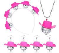 Juego de aretes de bola de discoteca, collar de bola de espejo para festival de música