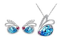 Juego de aretes de conejo de Pascua para mujer, plata de ley 925, colgante de cristal austriaco, aretes hipoalergénicos, juego de joyas de Pascua, talla única, Cobre, No es una piedra preciosa