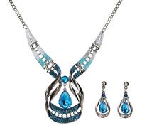 Juego de aretes de conejo de Pascua para mujer, plata de ley 925, colgante de cristal austriaco, aretes hipoalergénicos, juego de joyas de Pascua, talla única, Zinc, No es una piedra preciosa
