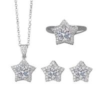 Juego de aretes de conejo de Pascua para mujer, plata de ley 925, colgante de cristal austriaco, aretes hipoalergénicos, juego de joyas de Pascua, talla única, Metal, No es una piedra preciosa