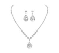 Juego de aretes de conejo de Pascua para mujer, plata de ley 925, colgante de cristal austriaco, aretes hipoalergénicos, juego de joyas de Pascua, talla única, Zinc, No es una piedra preciosa