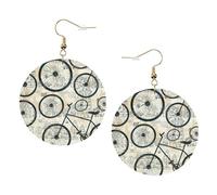 Juego de aretes de cuero con estampado de bicicleta retro para mujer, 1 par de aretes perforados bohemios ligeros, regalo de joyería para mujeres y niñas