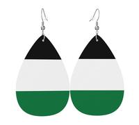 Juego de aretes de cuero con la bandera del Estado de Palestina, aretes de piel sintética con forma de lágrima para mujer, aretes colgantes de cuero ligero.
