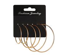 Juego de aretes de doble agujero para mujer, aretes de aro pequeños y grandes, aretes de moda para cumpleaños, aretes largos colgantes, talla única, Metal, Sin piedra preciosa