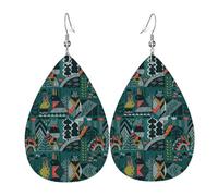 Juego de aretes de lágrima con diseño de animales escandinavos, aretes de cuero de moda para mujer, regalo de joyería de fiesta de cumpleaños
