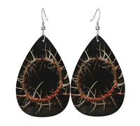 Juego de aretes de lágrima con diseño de corona de espinas, de piel sintética, para mujeres y niñas, regalo de cumpleaños o Navidad