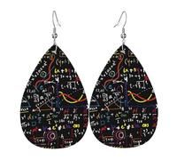 Juego de aretes de lágrima con fórmula matemática, de piel sintética, para mujeres y niñas, regalo de cumpleaños o Navidad