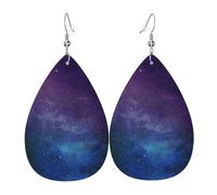 Juego de aretes de lágrima de cuero con diseño de galaxia interestelar de Universo con estrellas, ligeros, bohemios, regalo de joyería para mujeres y niñas