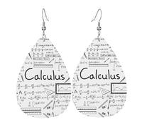 Juego de aretes de lágrima de cuero de moda con diseño de cálculo g e matemáticas, geométricos, ligeros, bohemios, regalo de joyería para mujeres y niñas