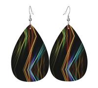 Juego de aretes de lágrima de cuero de moda de líneas coloridas, ligeros, bohemios, regalo de joyería para mujeres y niñas