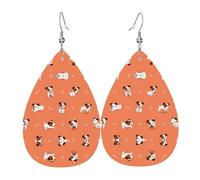 Juego de aretes de lágrima de perro con huesos grandes, aretes de cuero de moda para mujer, regalo de joyería de fiesta de cumpleaños