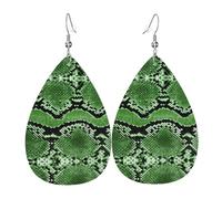 Juego de aretes de lágrima de piel de serpiente verde, aretes de cuero de moda para mujer, regalo de joyería de fiesta de cumpleaños