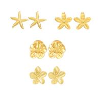 Juego de aretes de oro brillante con flores grandes, versátiles y versátiles para fiestas y eventos casuales, grandes
