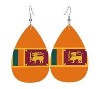Juego de aretes de piel sintética con diseño de la bandera de Sri Lanka para mujer, aretes colgantes de cuero ligero
