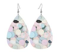 Juego de aretes de piel sintética con diseño de lágrima de mármol pastel para mujer, estampados, ligeros, colgantes, perforados, para niñas