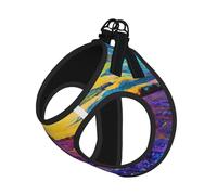 Juego de arnés ajustable con estampado de pintura al óleo de lavanda para gatos y perros, chaleco de malla suave y transpirable con diseño reflectante, correa a prueba de fugas para mascotas pequeñas