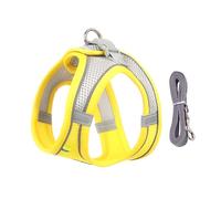 Juego de arnés ajustable para perro y correa de 1,5 m para perros pequeños, perfecto para chihuahuas y pug, ideal para pasear al aire libre (amarillo, L 8-12 kg)