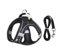 Juego de arnés ajustable y correa de 1,5 m para perros pequeños, perfecto para chihuahuas y pug, ideal para pasear al aire libre (negro, XS 2,5-4 kg)