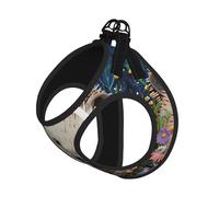 Juego de arnés con estampado de erizos florales para gato y perro, chaleco reflectante ajustable a prueba de fugas con malla suave transpirable, para mascotas pequeñas y cachorros gatitos