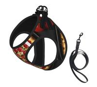 Juego de arnés grande con correa para perro con estampado de pizza con chaleco acolchado grueso para perros extra pequeños/pequeños y medianos