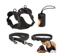 Juego de arnés para perros medianos | Arnés para perros pequeños | Arnés para mascotas, collar y correa en el juego, juego de correa "Step in No Pull" arnés para mascotas y cachorros con presa fecal