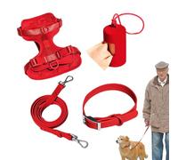 Juego de arnés para perros pequeños, collar ajustable para perros, arnés sin tirar, con hebillas ajustables, soporte para bolsas de excrementos para cachorros