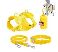 Juego de arnés para perros pequeños, juego de arnés para perros medianos | collar de perro ajustable, juego de correa "Step in No Pull" arnés para mascotas y cachorros con soporte para bolsas de caca