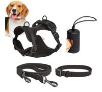 Juego de arnés para perros pequeños, juego de correas para perros, arnés sin tirones para perros medianos - Arnés para perros sin tirar con hebillas ajustables para cachorros con soporte para bolsas