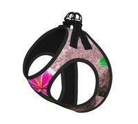 Juego de arnés reflectante para perro, diseño de plantas tropicales, con estampado de flores rosas, chaleco adecuado para perros, gatos y razas pequeñas