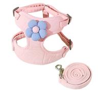 Juego de arnés y correa ajustable para perros y gatos, arnés para perros pequeños, sin tirones, transpirable, material de algodón suave, a prueba de escapes, arnés para perro, lindo arnés rosa para