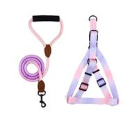 Juego de arnés y correa de entrenamiento para perros, arnés ajustable para el pecho para mascotas con liberación rápida y cuerda fácil para caminar y entrenar (rosa morado, XL)