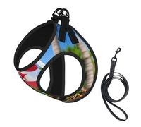 Juego de arnés y correa de malla suave con estampado de banderas de Puerto Rico para perro, cachorro, gato, chaleco acolchado cómodo sin tirones