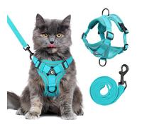 Juego de arnés y correa para gatos a prueba de escape para todo tipo de gatos, chaleco de malla suave reflectante ajustable con 4 hebillas, arnés transpirable para caminar para gatitos a gatos XL