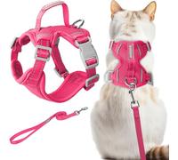 Juego de arnés y correa para gatos a prueba de escapes para caminar gatitos, arnés suave y ajustable con asa superior para gatos, fácil control, transpirable, reflectante, pequeño, mediano, grande
