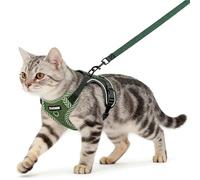 Juego de arnés y correa para gatos, arnés para gatitos a prueba de escape con correa ajustable, ligero y suave, con tiras reflectantes, malla transpirable para gatos seguros al aire libre
