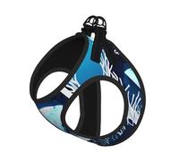 Juego de arnés y correa para perro con estampado de ballena animal azul profundo, arnés reflectante ajustable para perros pequeños y gatos